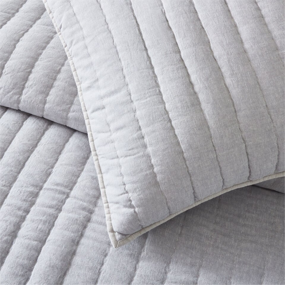 European Flax Linen Cotton Pick Stitch Bedspread & Pillowcases